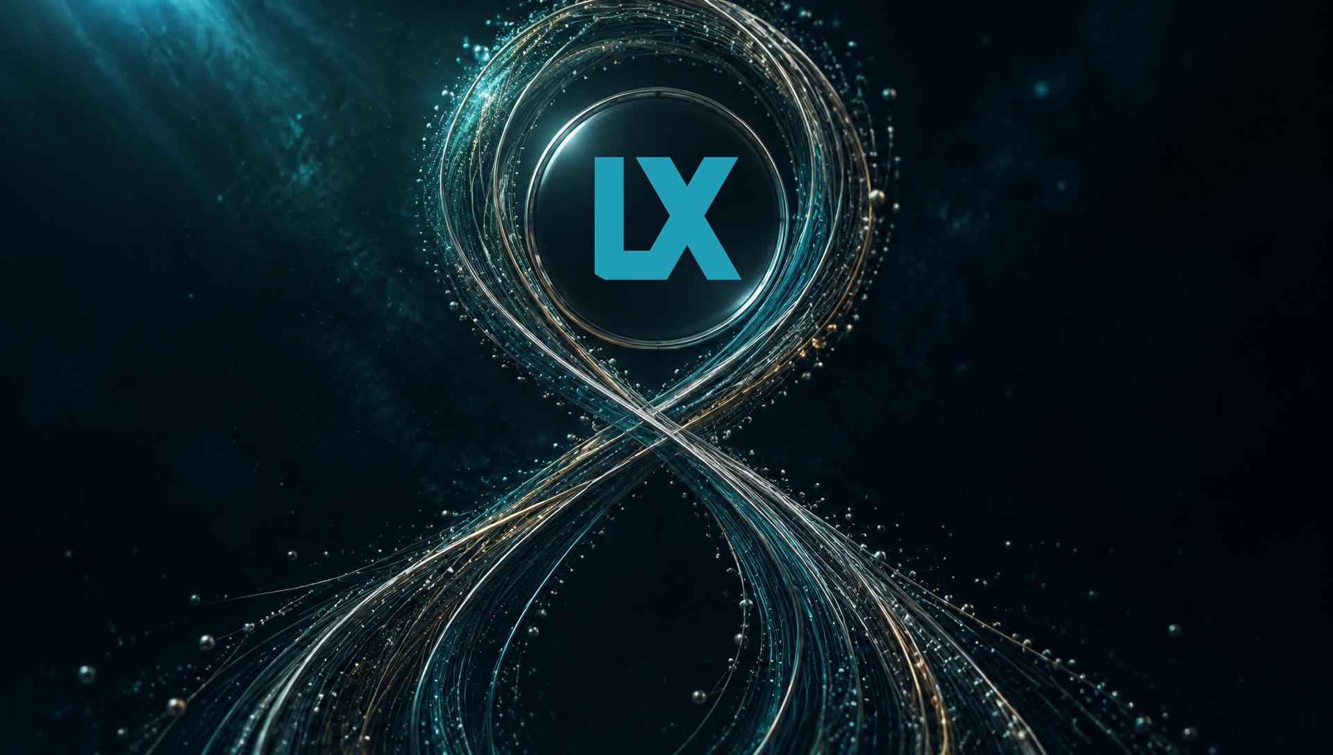 LX surrounded by flowing metallic orbits